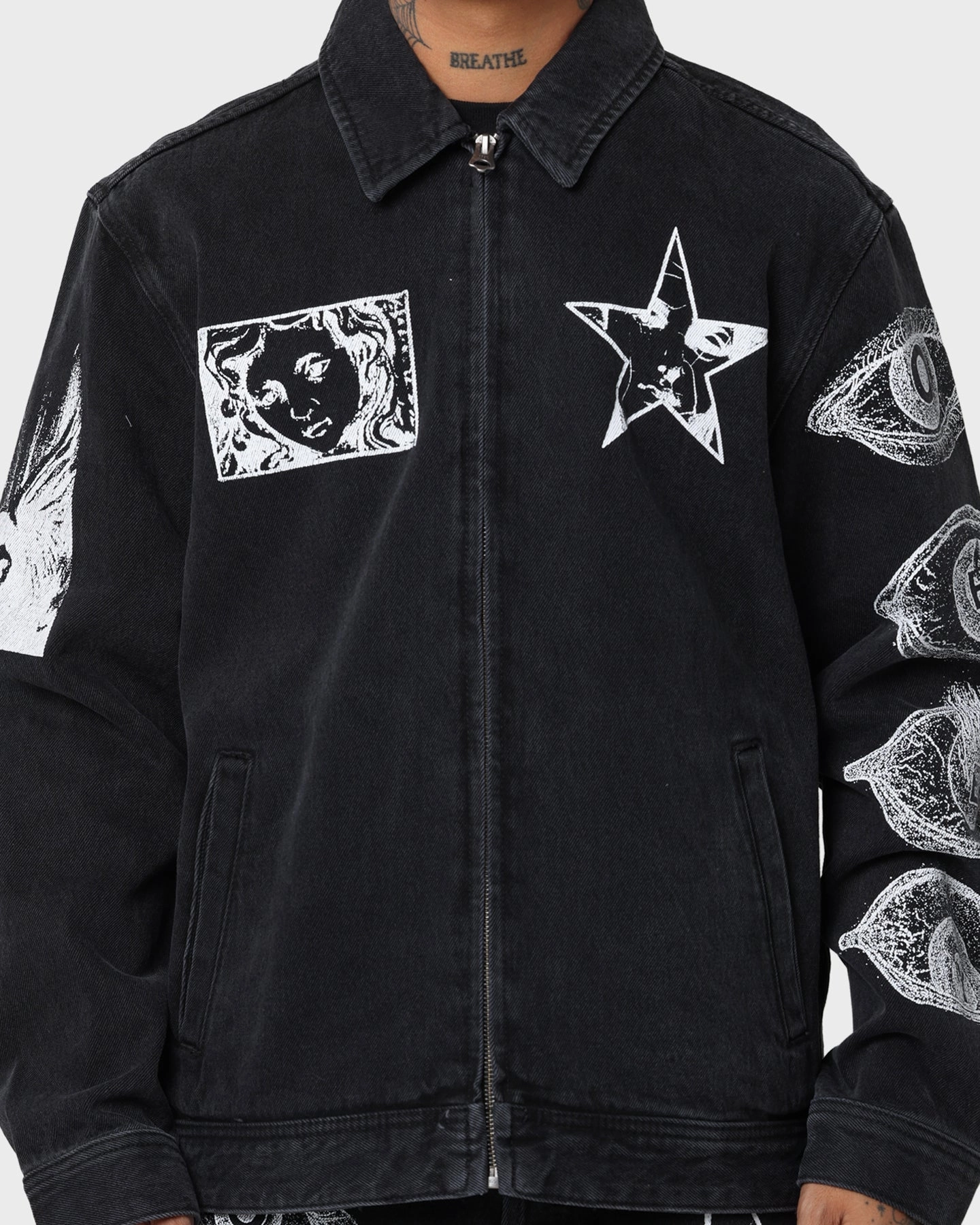 Obey Obey Dreams Denim Jacket Dusty Black Assignment Water Resistant Shell