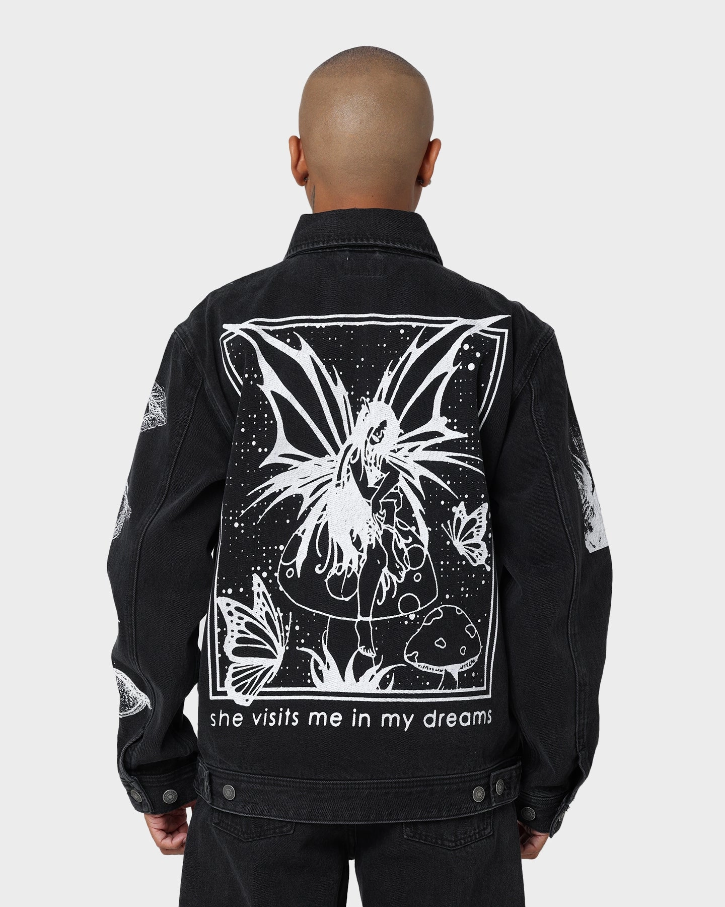 Eco Friendly Material Flexible Design Obey Obey Dreams Denim Jacket Dusty Black