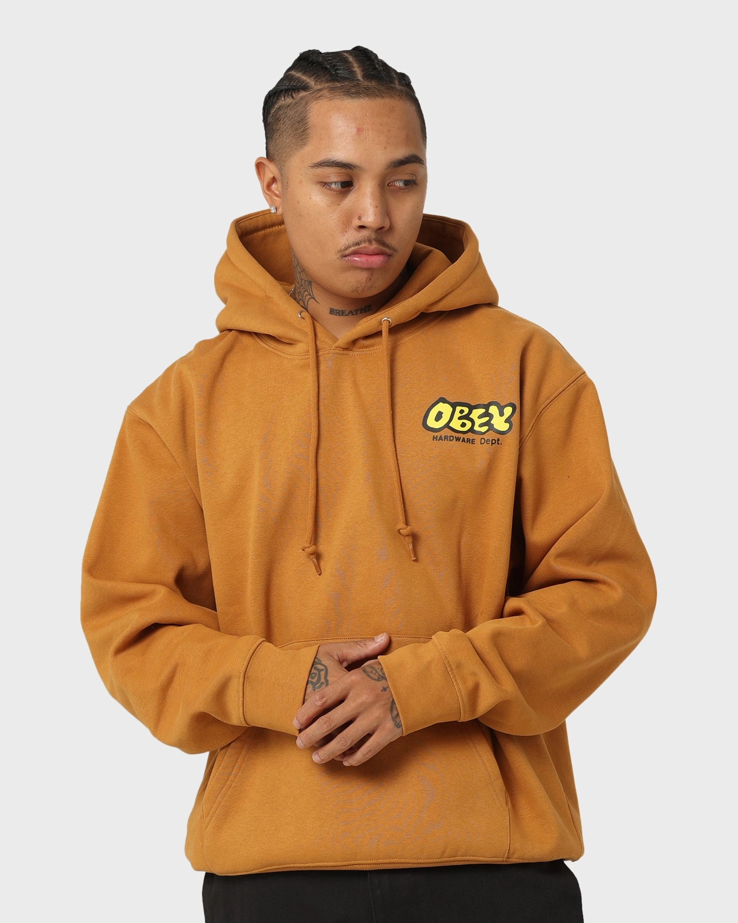 Reinforced Seams Obey Obey Hardware Dept. Hoodie Brown Sugar
