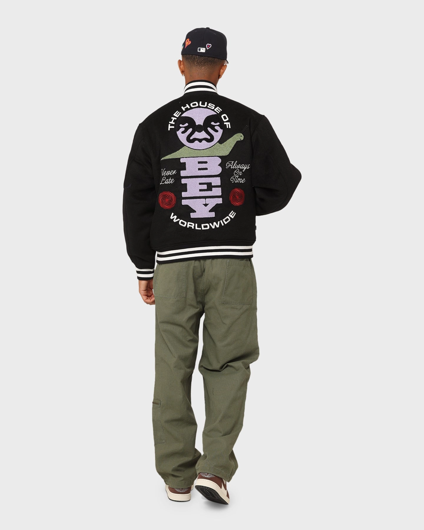 Obey Time Varsity Jacket Black Swim