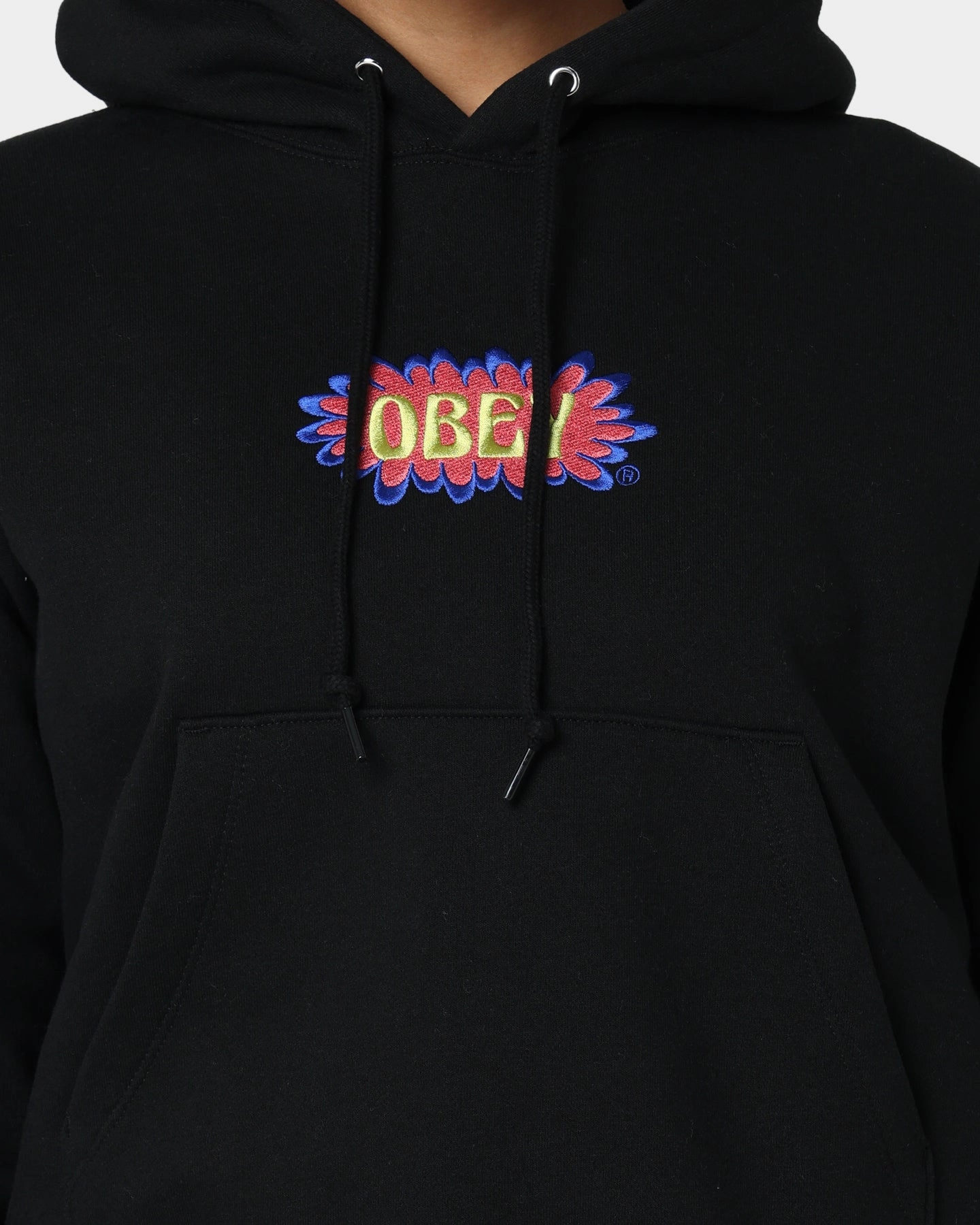Windproof Construction Obey Women's Bubble Cropped Hoodie Black