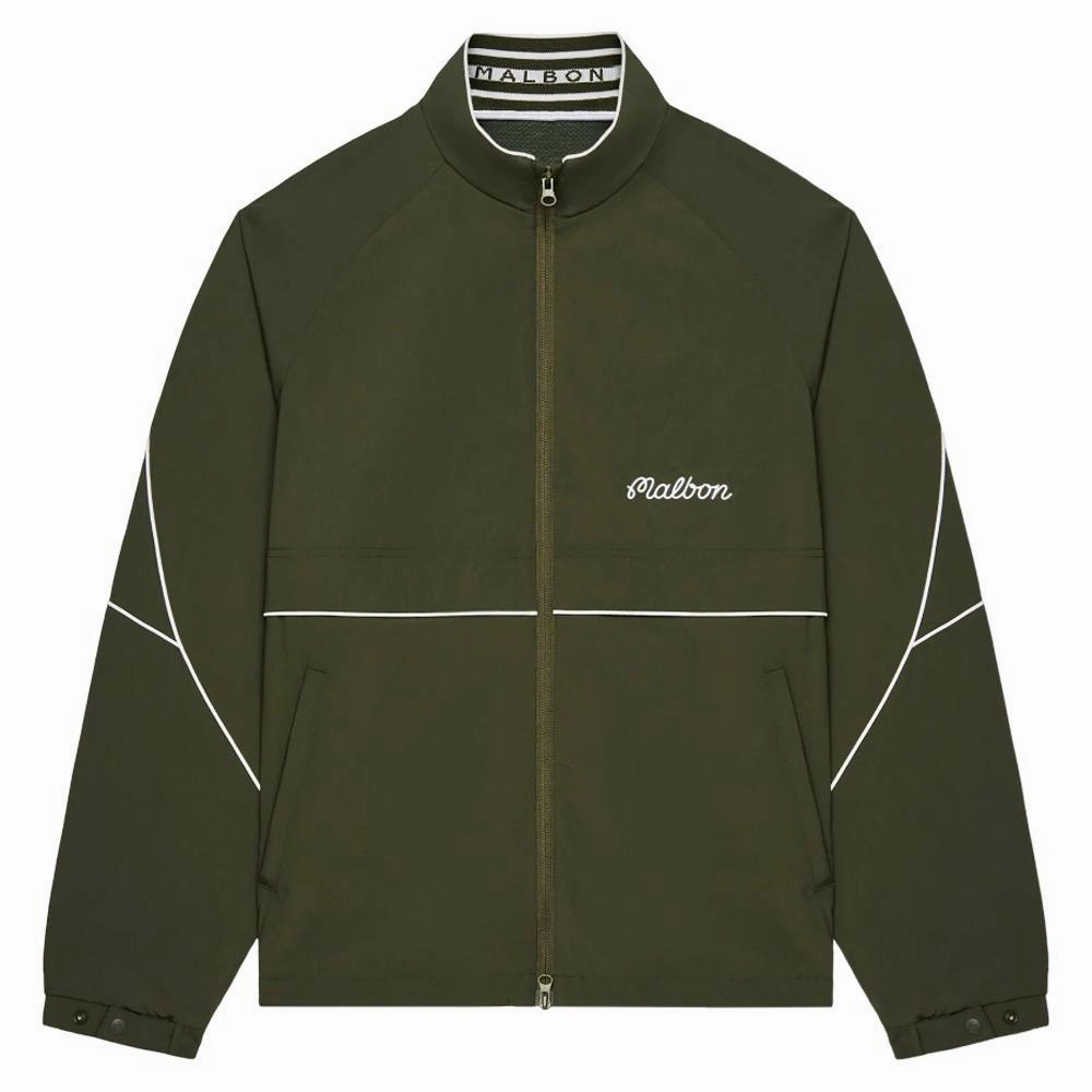 Climate Responsive Textile Seamless Knit Cuffs Malbon Riva Nylon Golf Jacket Cypress Green - SS25 Men
