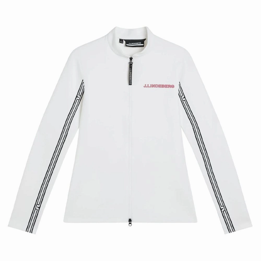 J.Lindeberg Wildcat Full Zip Mid Layer Golf Jacket White - FW23 Women Eco Friendly Fabric Non Bulky Insulation Tech