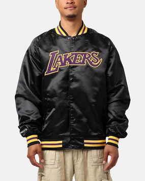 Mitchell & Ness Los Angeles Lakers Lightweight Satin Jacket Black Windproof Outer Layer Layered Insulation