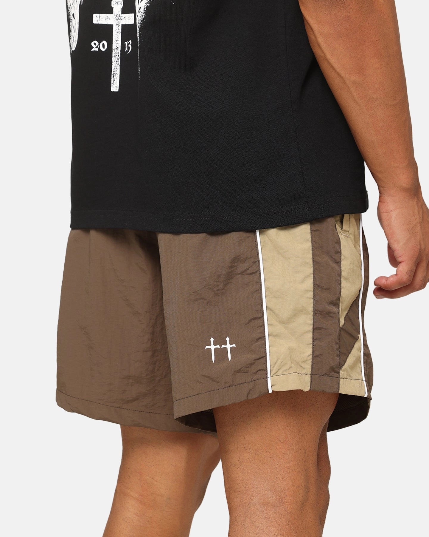 Seamless Waistband Saint Morta Official Panelled Beach Shorts Mocha
