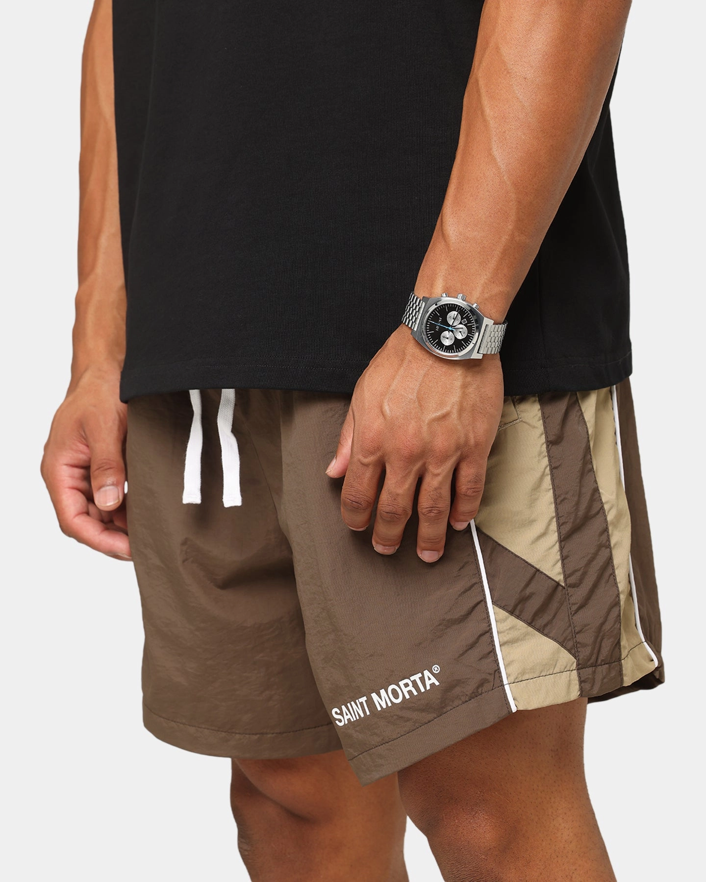 Saint Morta Official Panelled Beach Shorts Mocha Airy Design