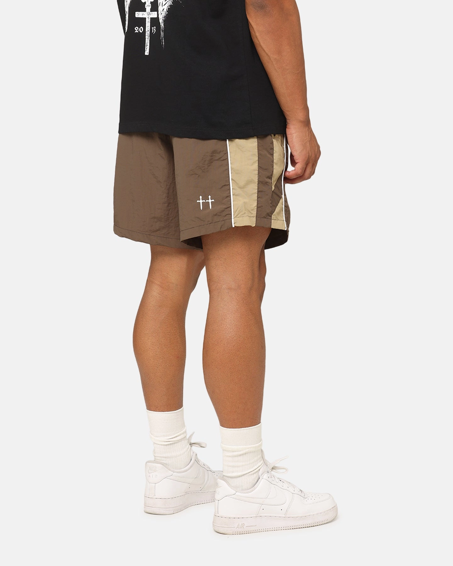 Saint Morta Official Panelled Beach Shorts Mocha muted colors