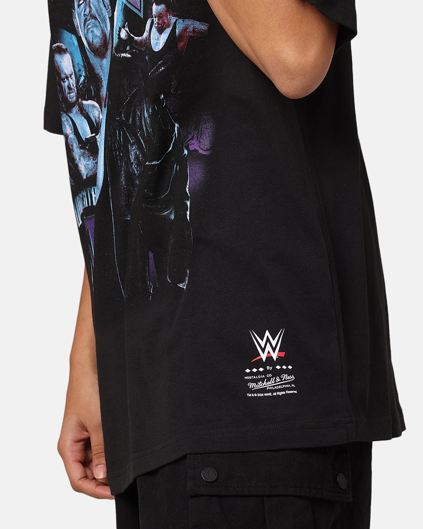 Wrinkle Resistant Texture Mitchell & Ness X WWE The Undertaker T-Shirt Overdyed Black