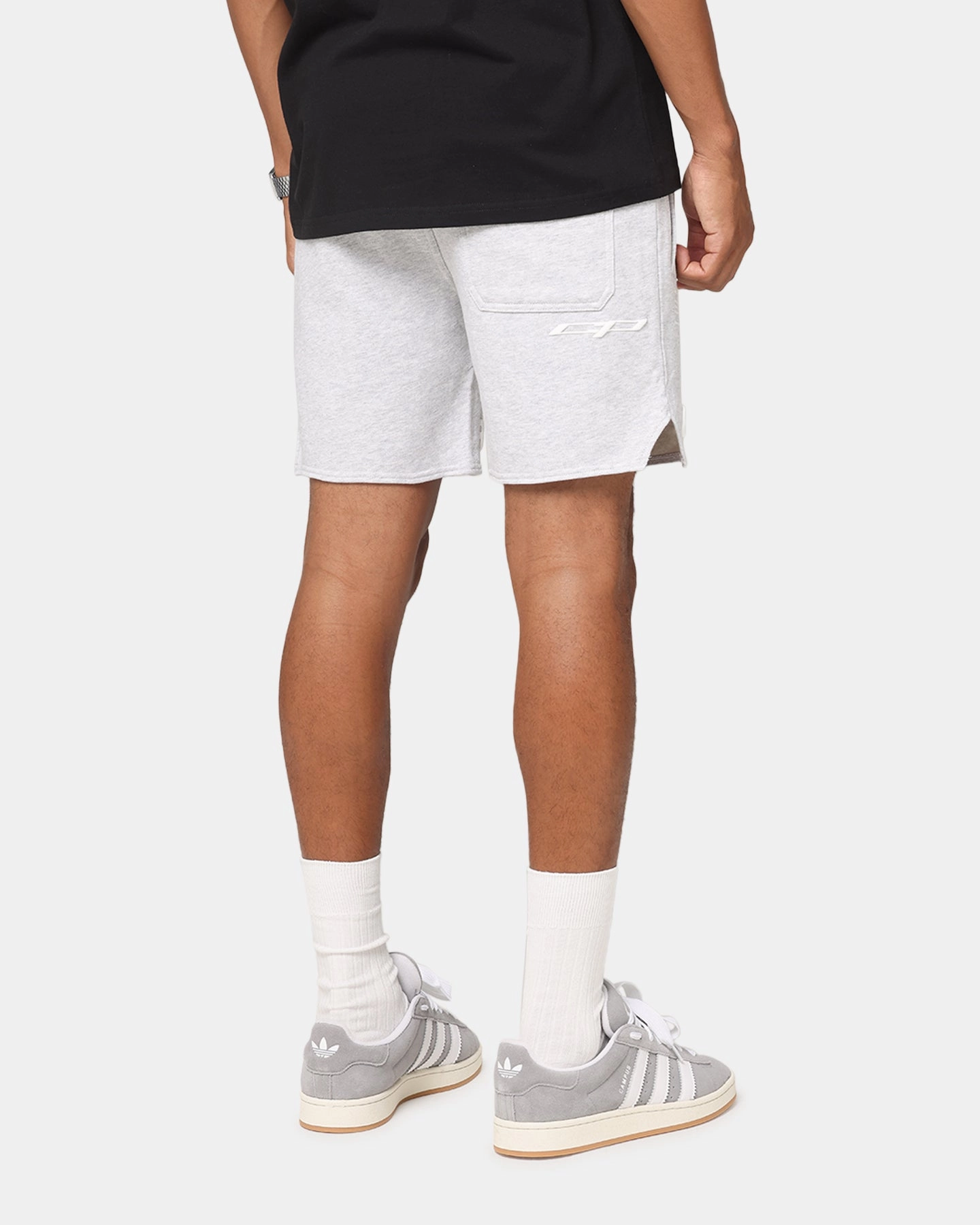 Unique Pattern Carre Enhance Fleece Shorts Grey Marle