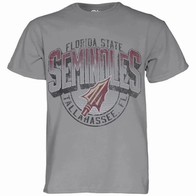 Chic Casual Wear Comfort Wearable Blue 84 Men's Florida State Seminoles Arrowhead Design Short Sleeve Garment Dyed T-shirt - Steel