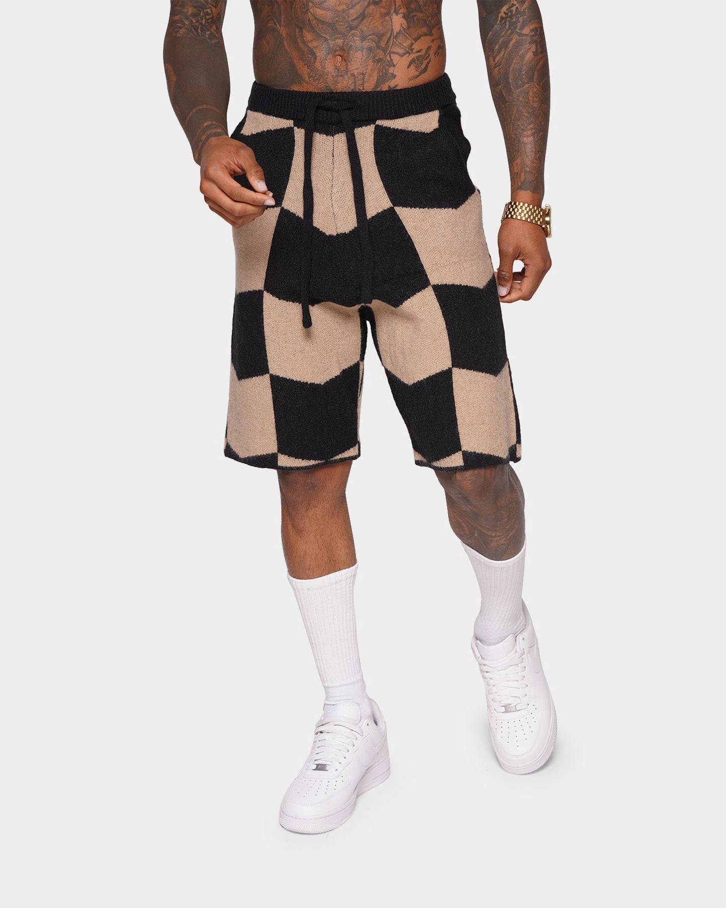 XXIII Meda Check Shorts Black/Beige Zero Bulk Packaging Wrinkle Resistant Treatment