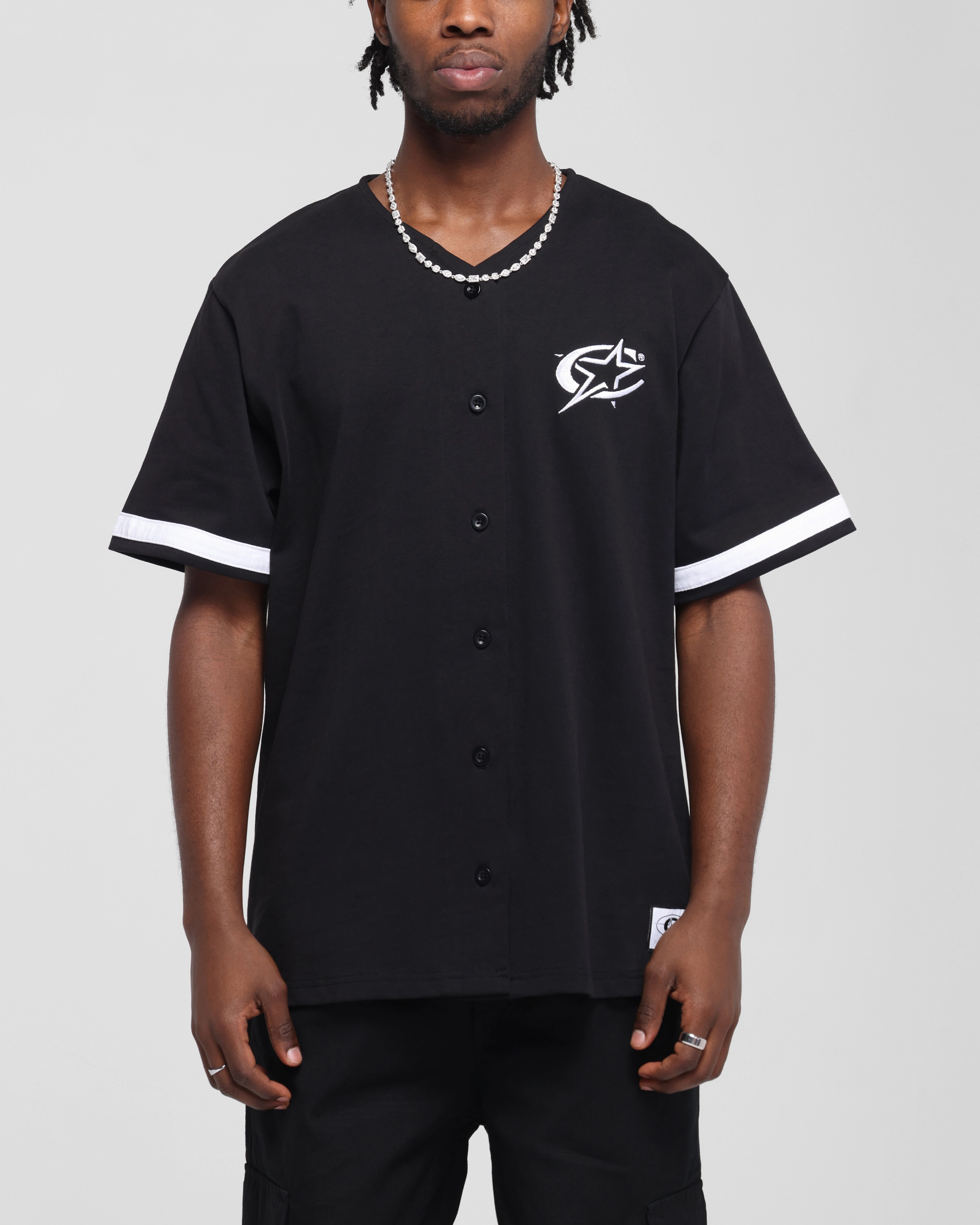 Carre C-Star Baseball Jersey Black Interlock Knit Structure
