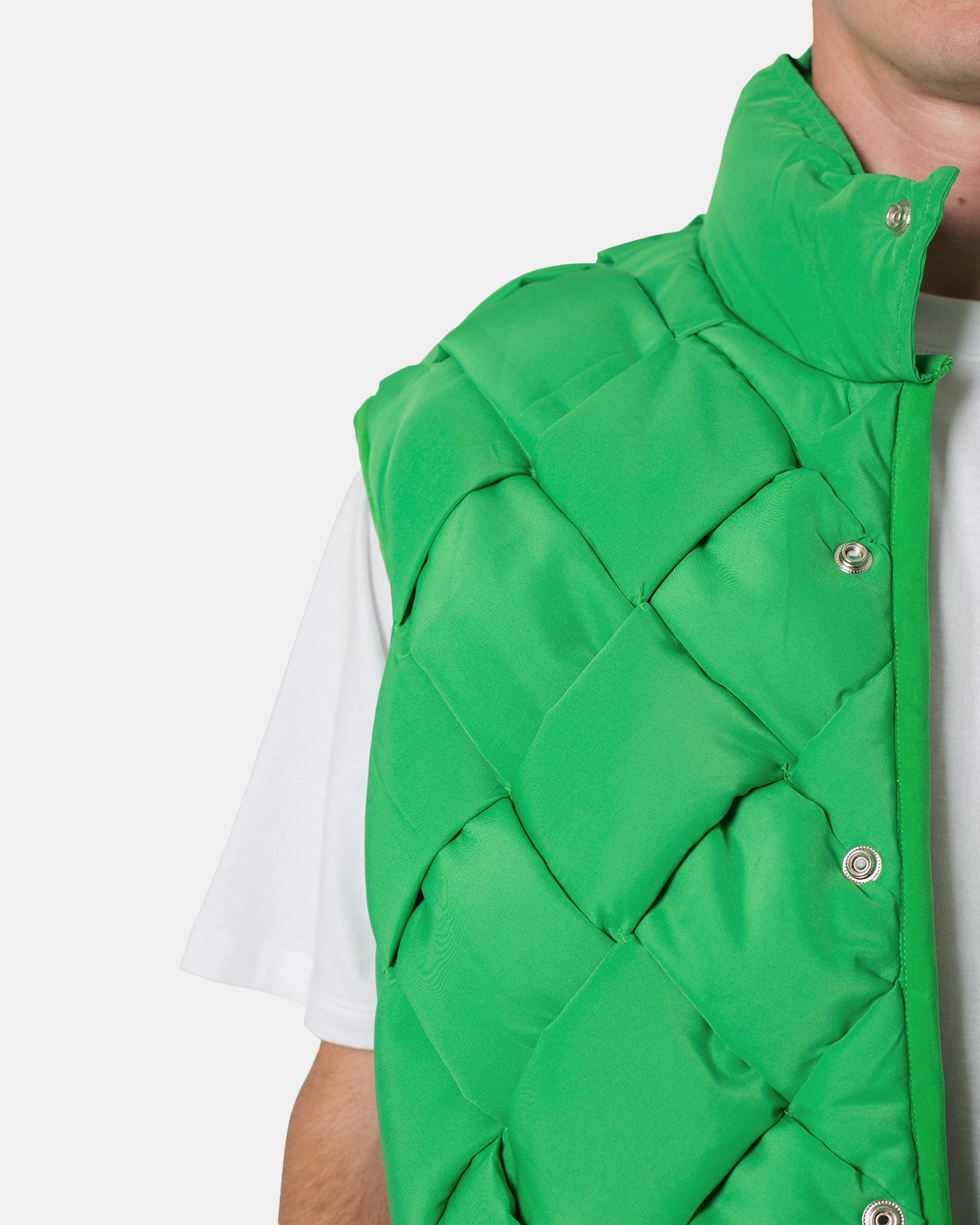 MNML Woven Puffer Vest Green Secure Zip Pockets