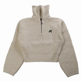 Malbon Anais Quarter Zip Knit Golf Sweater Ivory - SS25 Women Everyday Fit Style Reversible Layer