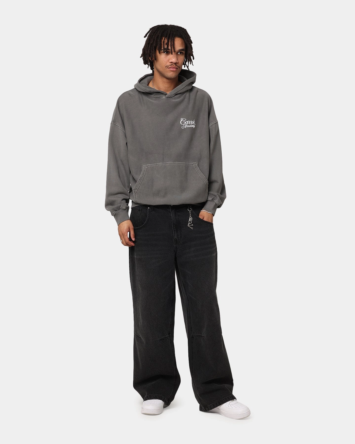 Carre Serif Hoodie Washed Charcoal Generation Art Exhibition