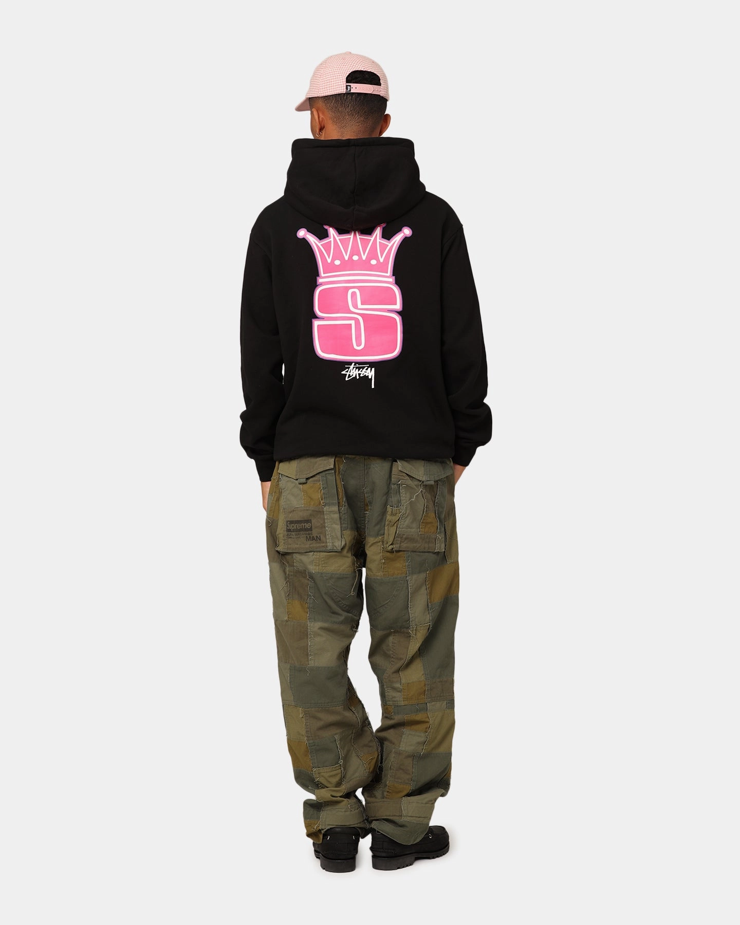 Halloween Stussy Crown Fleeced Hoodie Black