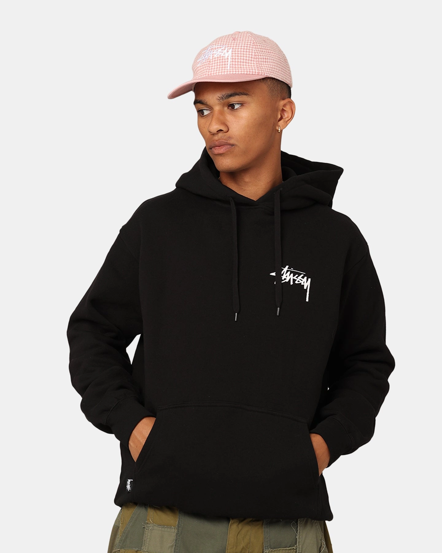 Stussy Crown Fleeced Hoodie Black Lightweight Waterproof Roll