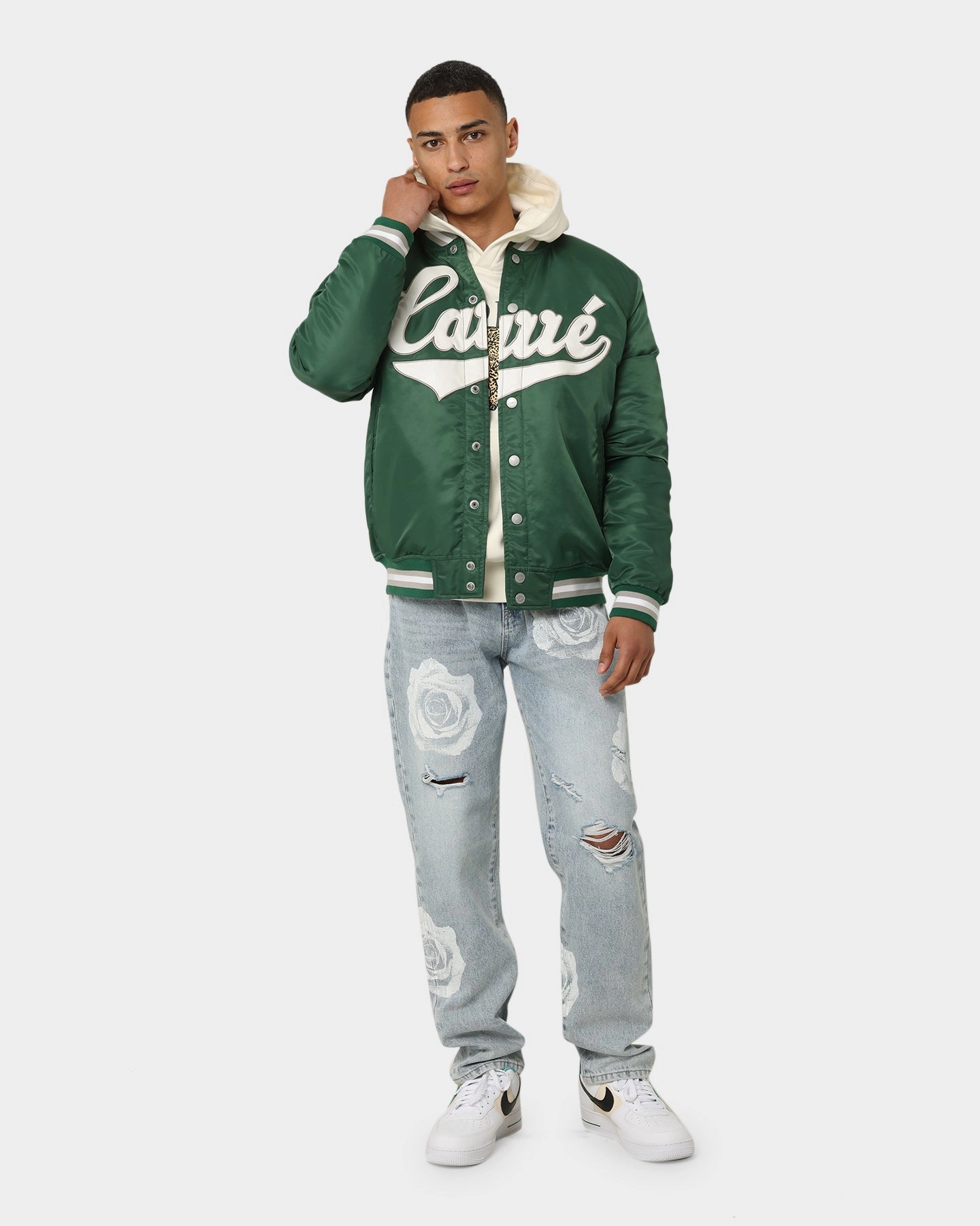 Carr?? PDB Varsity Jacket Green Stretchable Panels Scissors