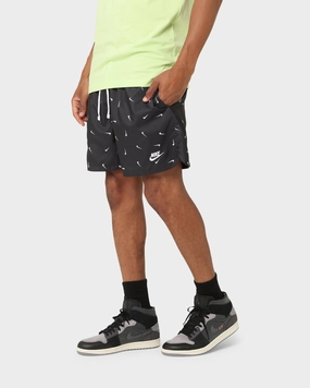 Nike Nike Sportswear Sport Essentials Woven Lined Flow Shorts Black/White/White Rubberized Grip Waistband Dual Zone Ventilation