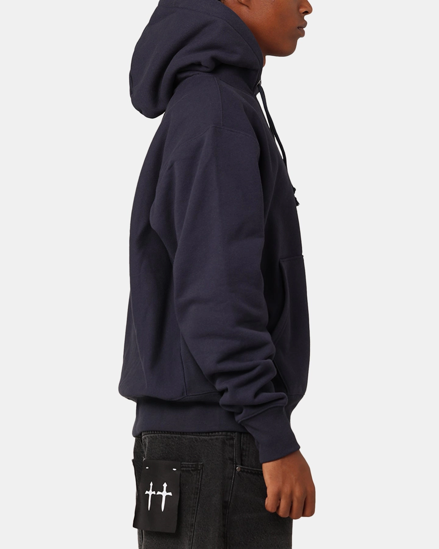 Button Snap Conversion AbrasionResistant Champion Reverse Weave Small C Hoodie Navy