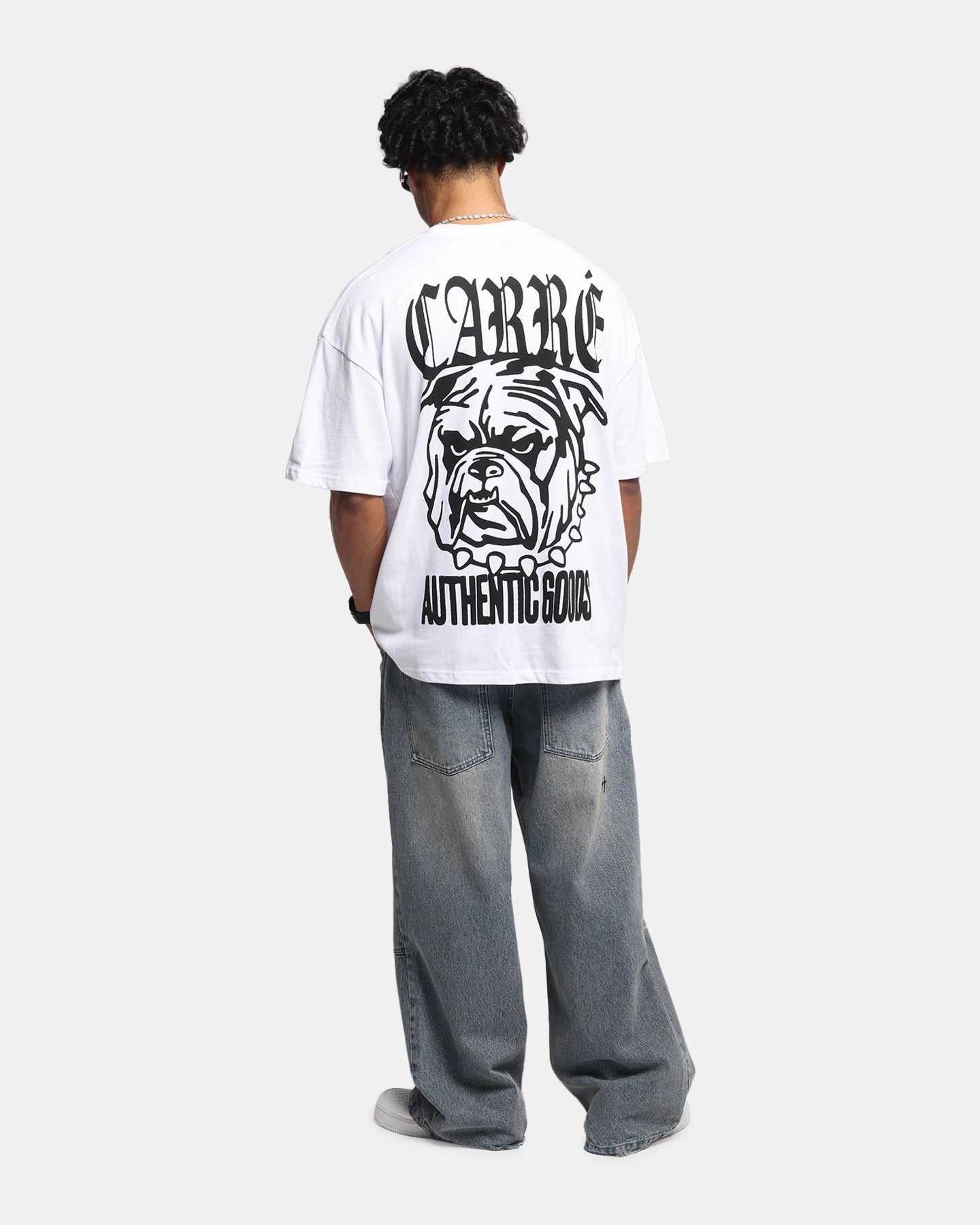 Recycled Polyester Boat Neck Carre Bulldog T-Shirt White