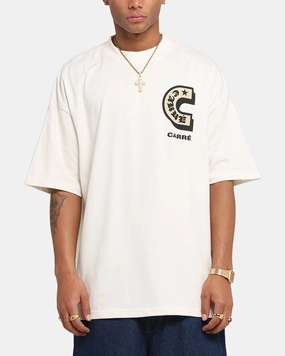 Moisture Control Fabric Seasonal Trend Carre Sacred Letter Mock Neck T-Shirt Off White