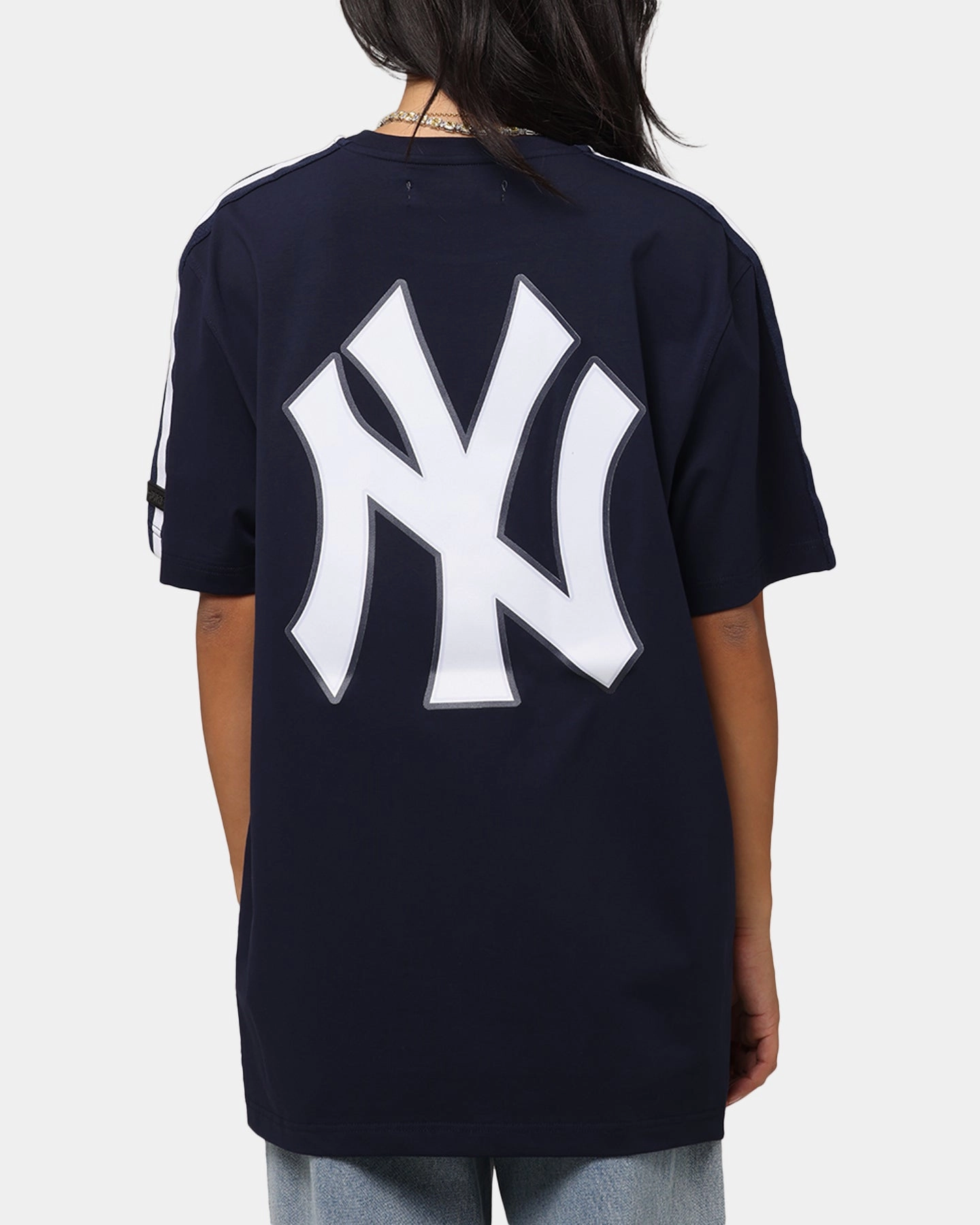 Pro Standard New York Yankees Classic Mesh Striped T-Shirt Midnight Navy Informal charm