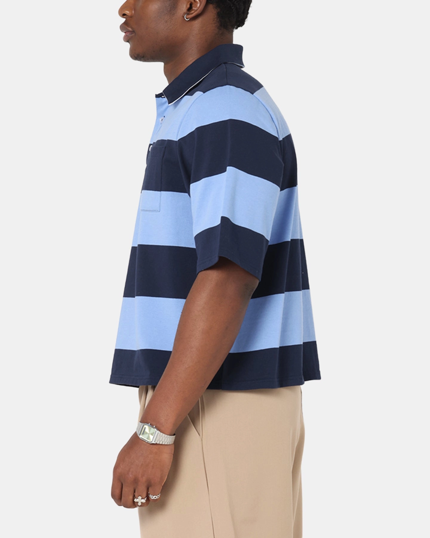 XXIII Rugby Polo T-Shirt Navy/Blue Durable Fabric Barrel Cuff Design