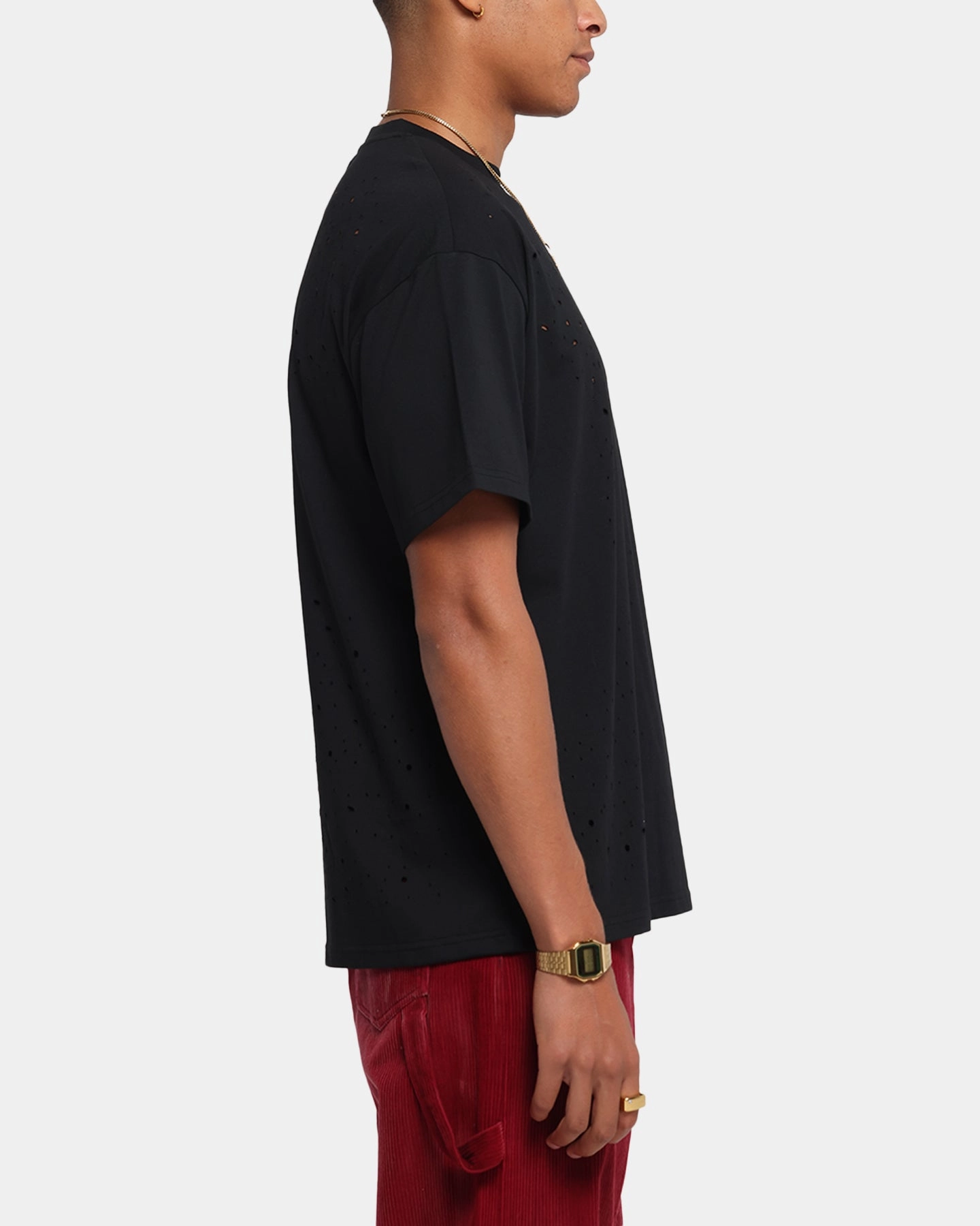XXIII Distressed T-Shirt Black AntiStaticLining Temperature Regulating Fabric