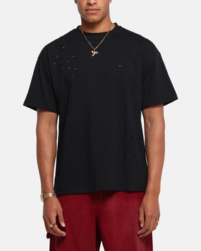 Friction Free Inner Lining Stylish Fit XXIII Distressed T-Shirt Black