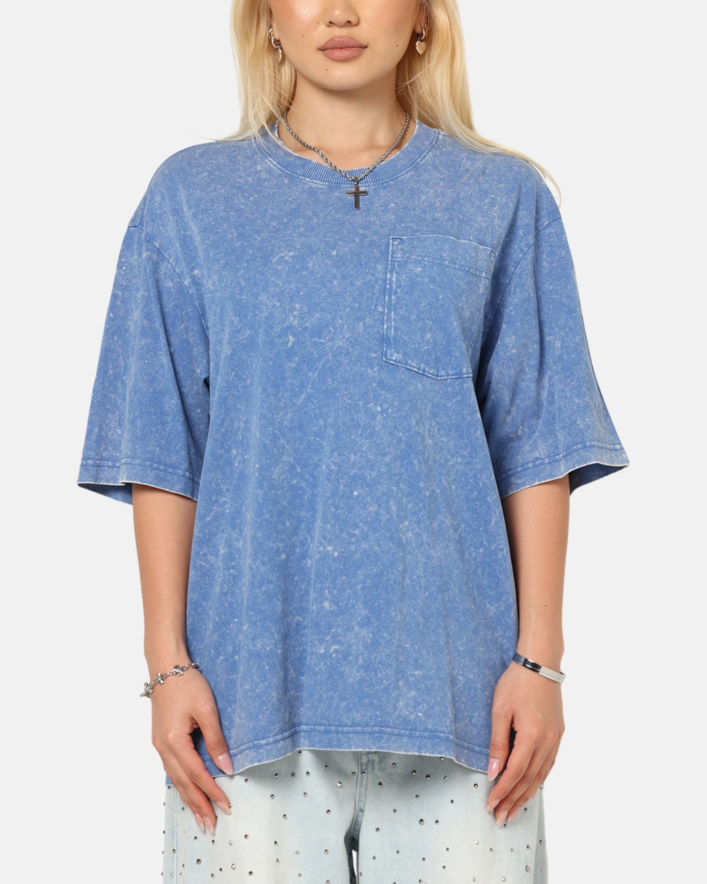 Active Style Functional Style G-Star Acid Wash Boxy T-Shirt Blue