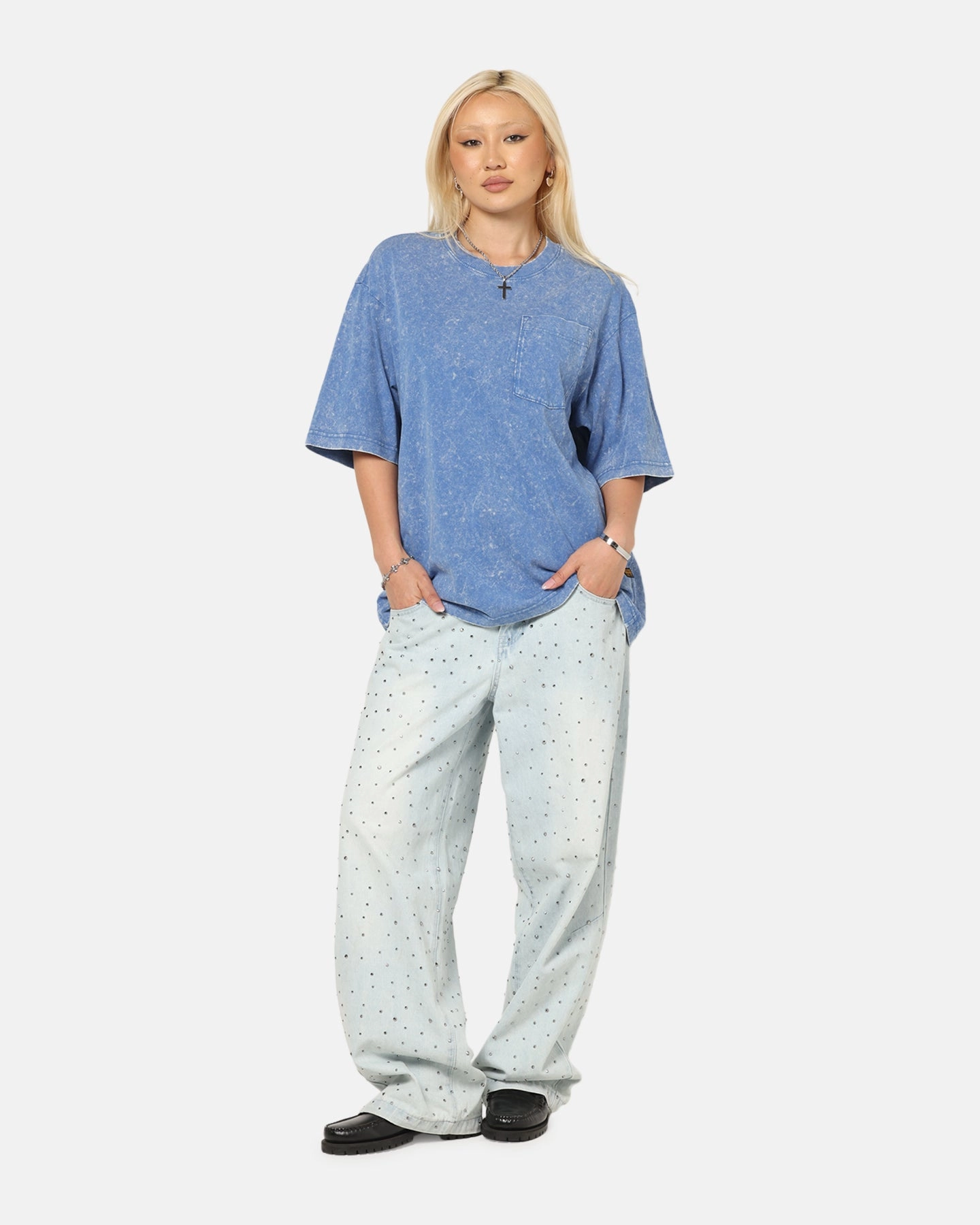 Layering Options G-Star Acid Wash Boxy T-Shirt Blue
