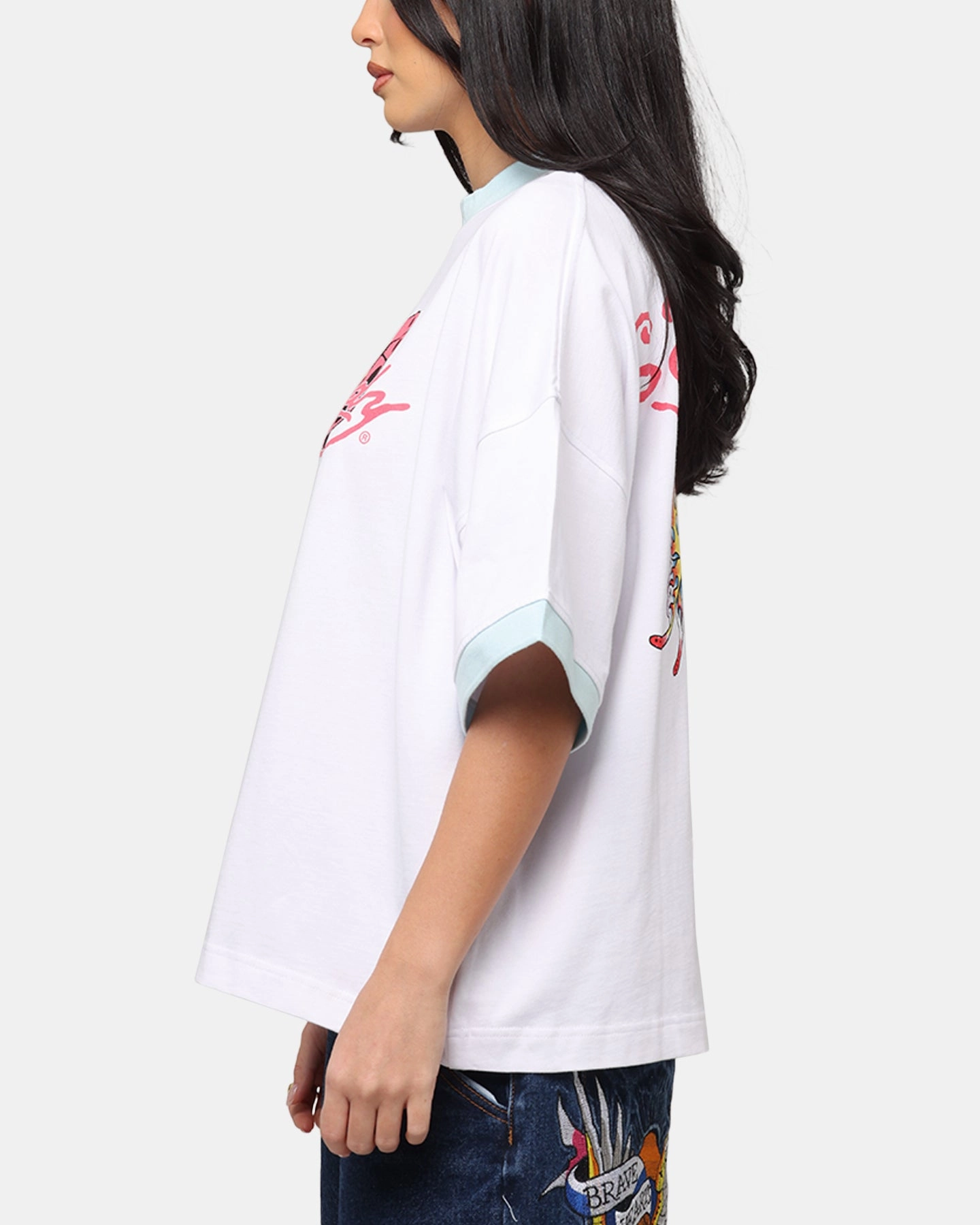Ed Hardy Butterfly Ringer T-Shirt White Daily Style Cozy and Fashionable