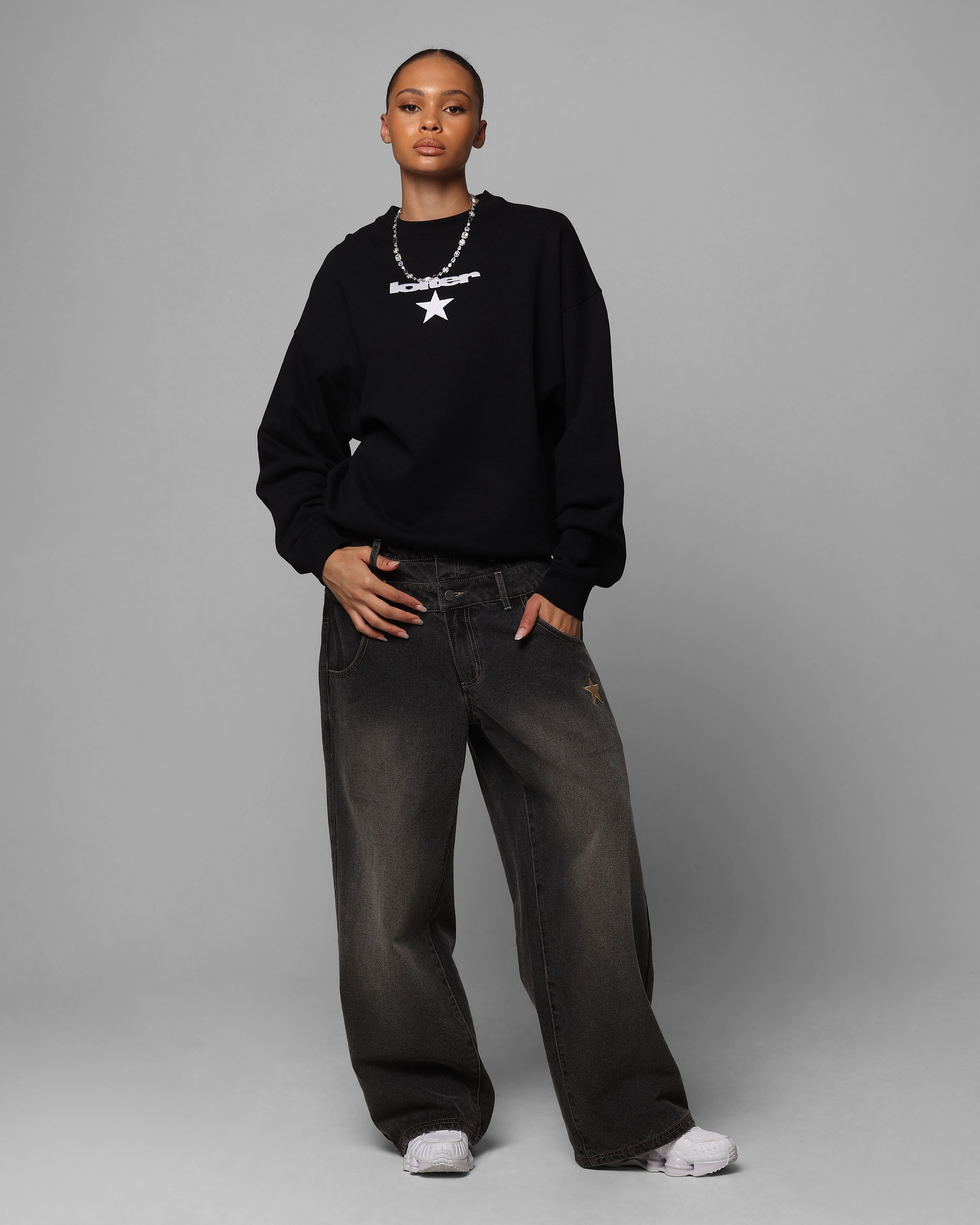 Built For Life Loiter Star Layered Jeans Vintage Black