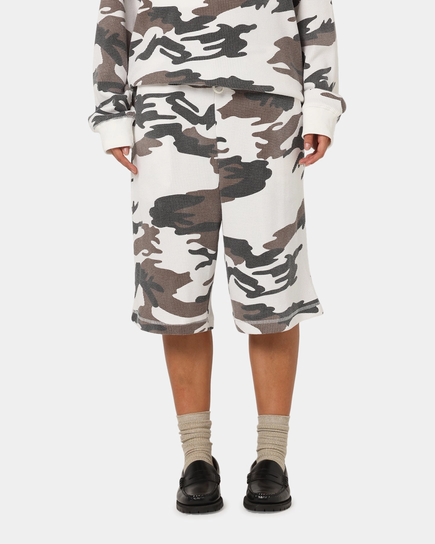 XXIII Printed Thermal Shorts Snow Camo Flexible Waistline Outdoor Layer