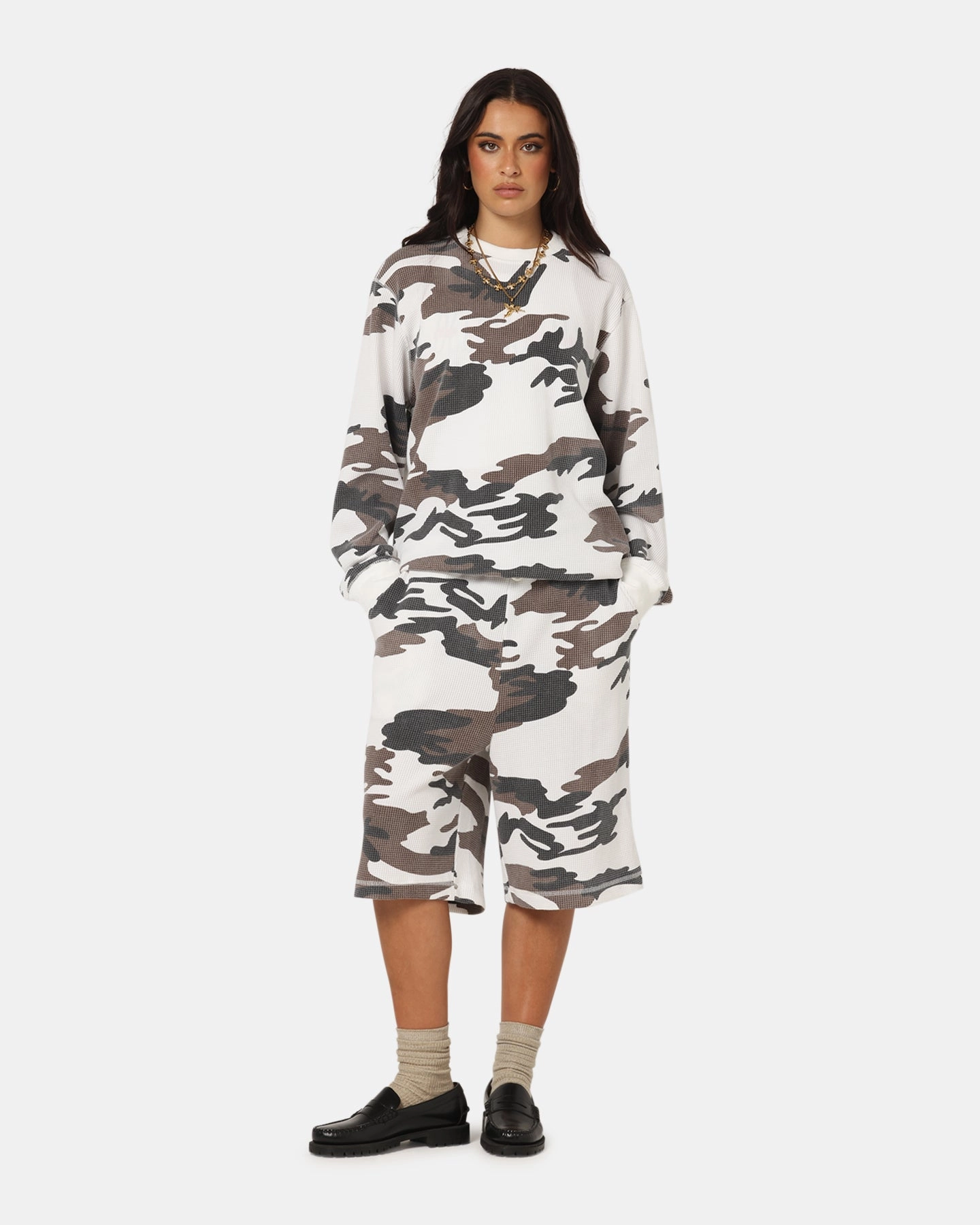 Travel Fit XXIII Printed Thermal Shorts Snow Camo