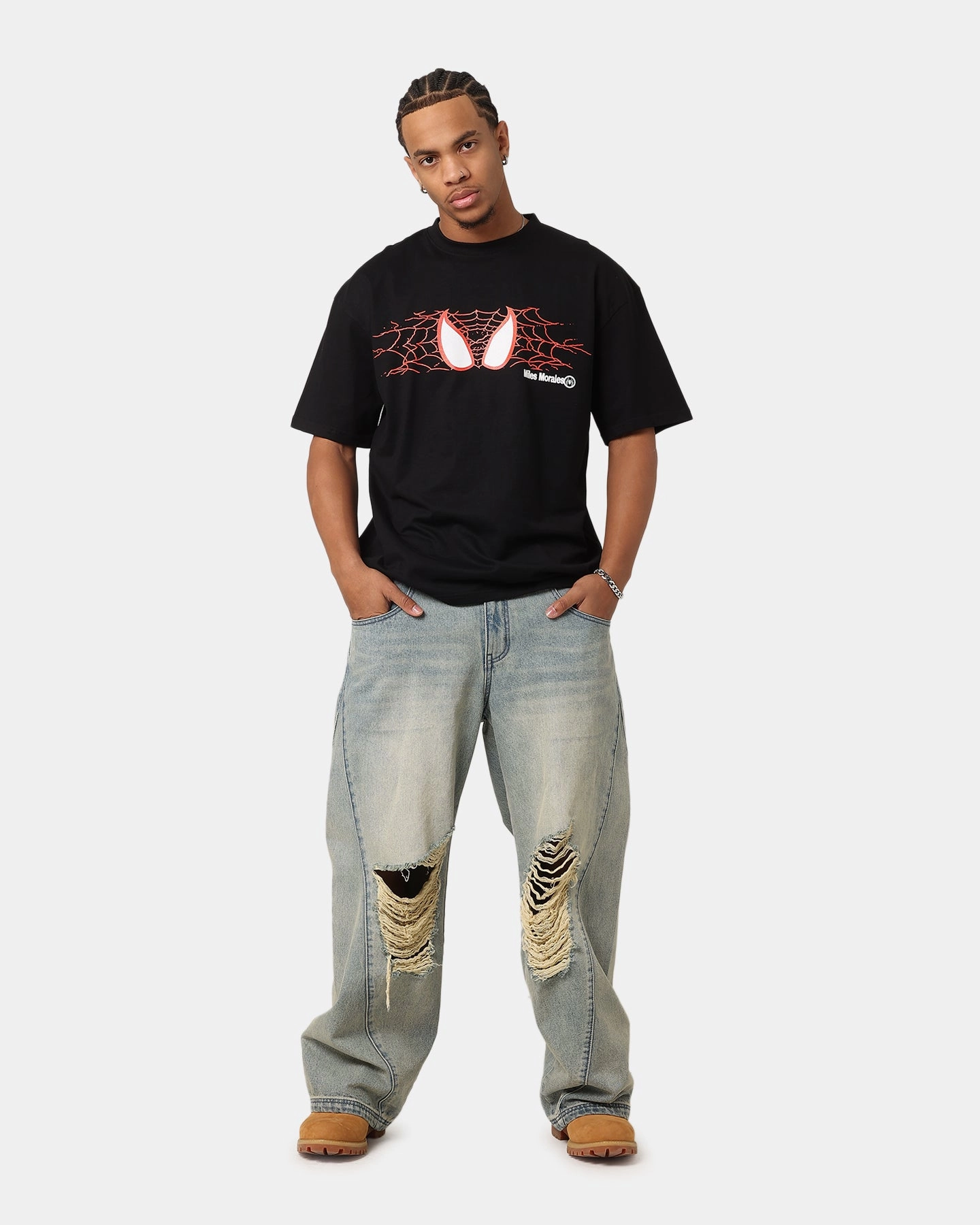 Goat Crew Marvel Spider-Man Y2K Miles T-Shirt Black Soft and Flexible print design