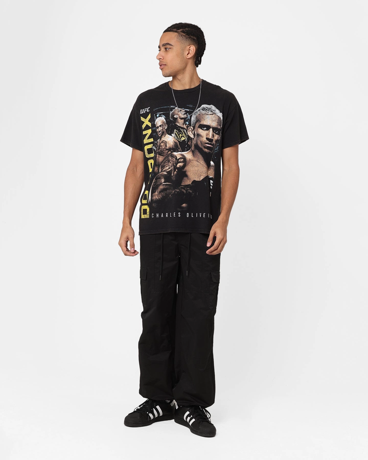UFC By Goat Crew Charles 'Do Bronx' Oliveira Vintage T-Shirt Black Wash Cool Layer Wear Soft and Stylish