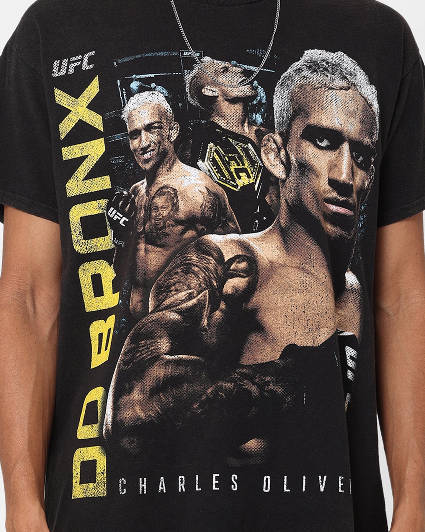 Versatile Style Trend Sporty Layer UFC By Goat Crew Charles 'Do Bronx' Oliveira Vintage T-Shirt Black Wash