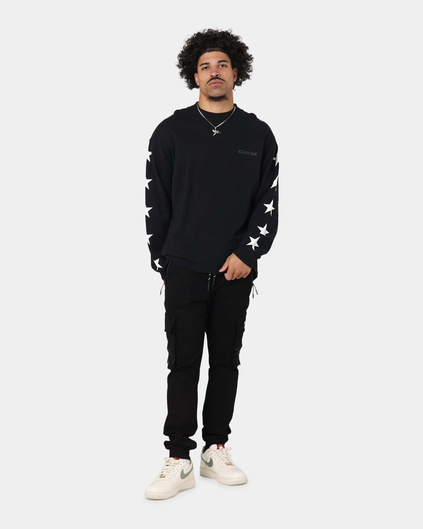 Stylish Look comfortable option Carre Waffle Workwear Long Sleeve T-Shirt Black