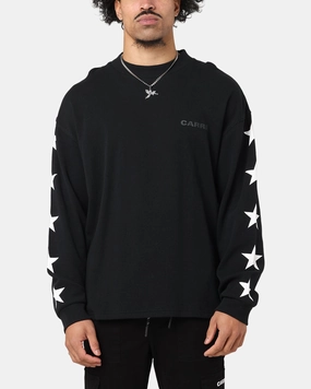 Minimalist purity Everyday Chic Carre Waffle Workwear Long Sleeve T-Shirt Black