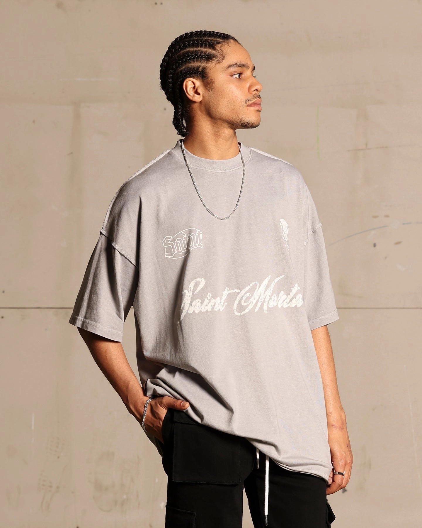Saint Morta Roadhouse Boxy T-Shirt Vintage Grey Seasonal top