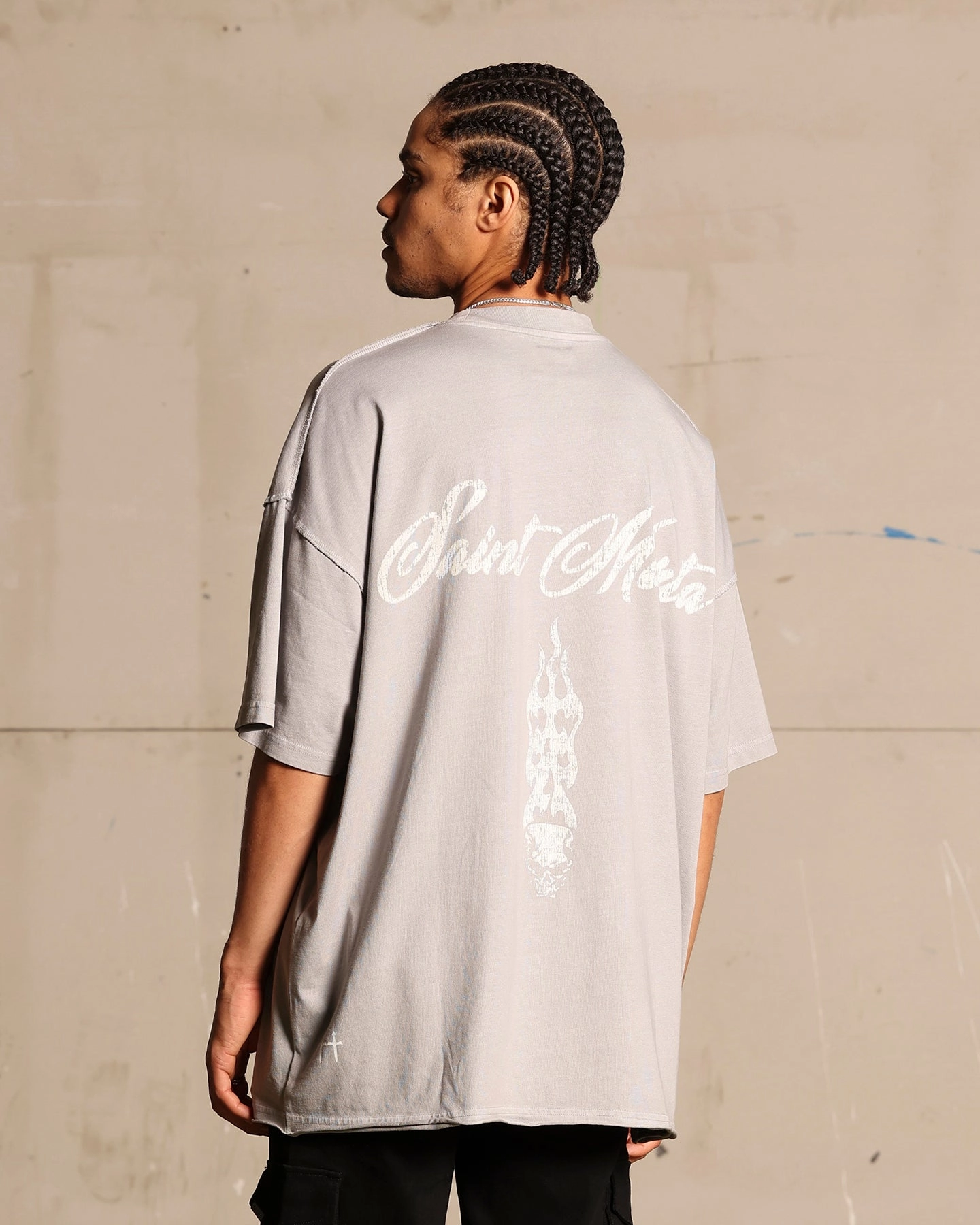 Saint Morta Roadhouse Boxy T-Shirt Vintage Grey AdvancedMoistureManagement Comfortable clothing