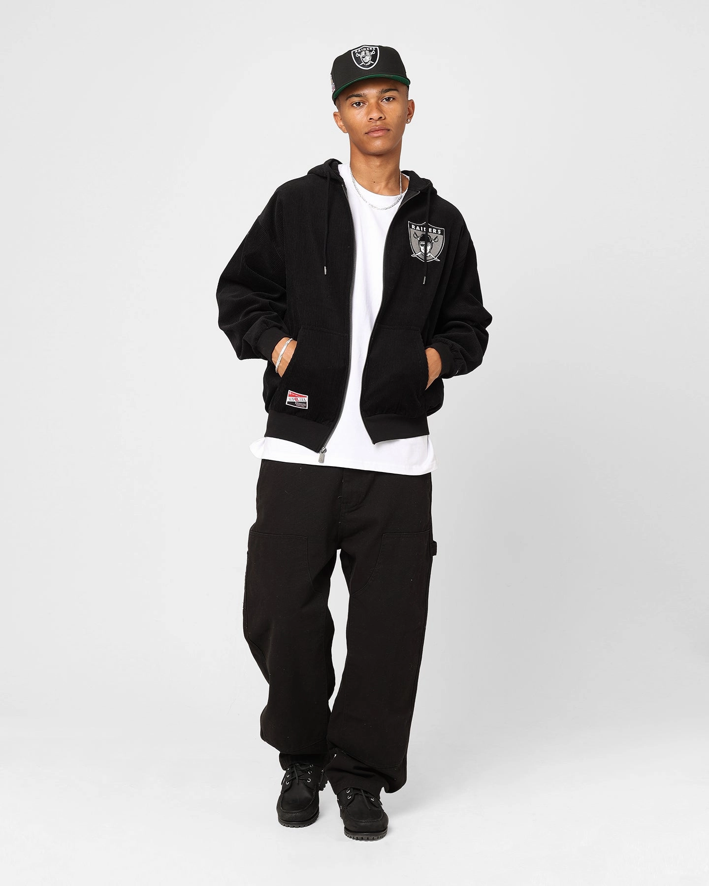 New Era Oakland Raiders Oversized Zip Hoodie Black single layer