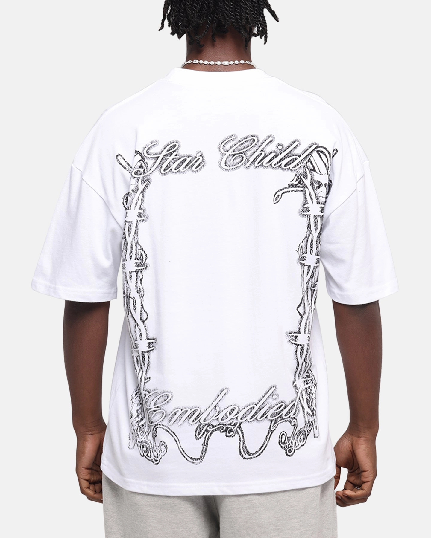 V neck Loiter Earth Angel T-Shirt White