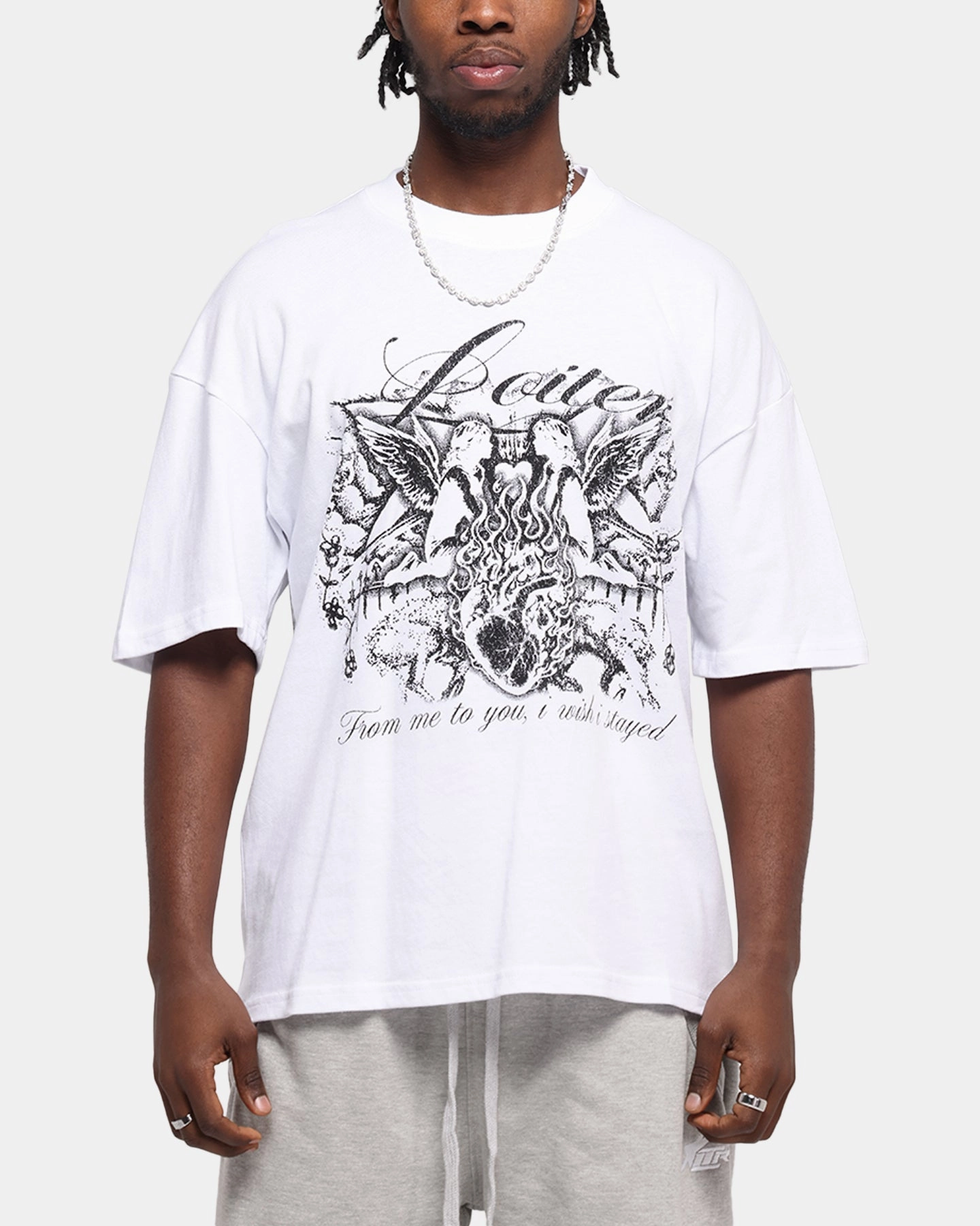 Leather combination quick dry Loiter Earth Angel T-Shirt White