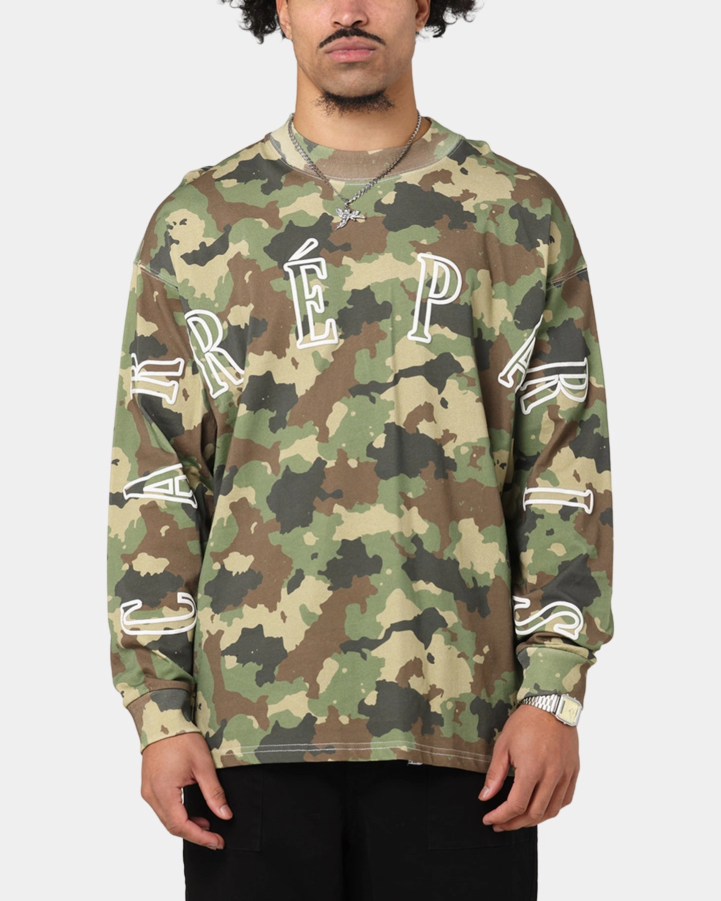 Stylish Everyday Wear Workout Gear Carre Global Oversized Long Sleeve T-Shirt Camo