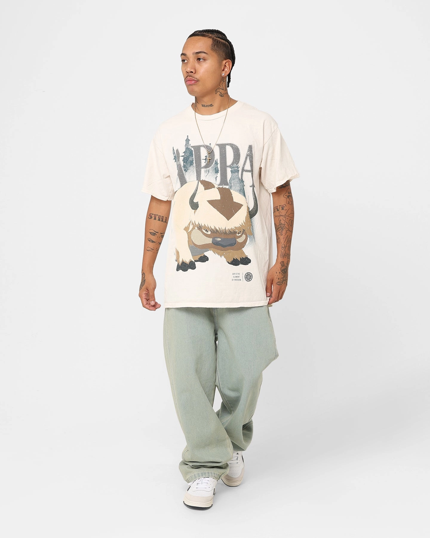 City Casual Comfy Top Goat Crew X Avatar: The Last Airbender Appa Vintage T-Shirt Off White