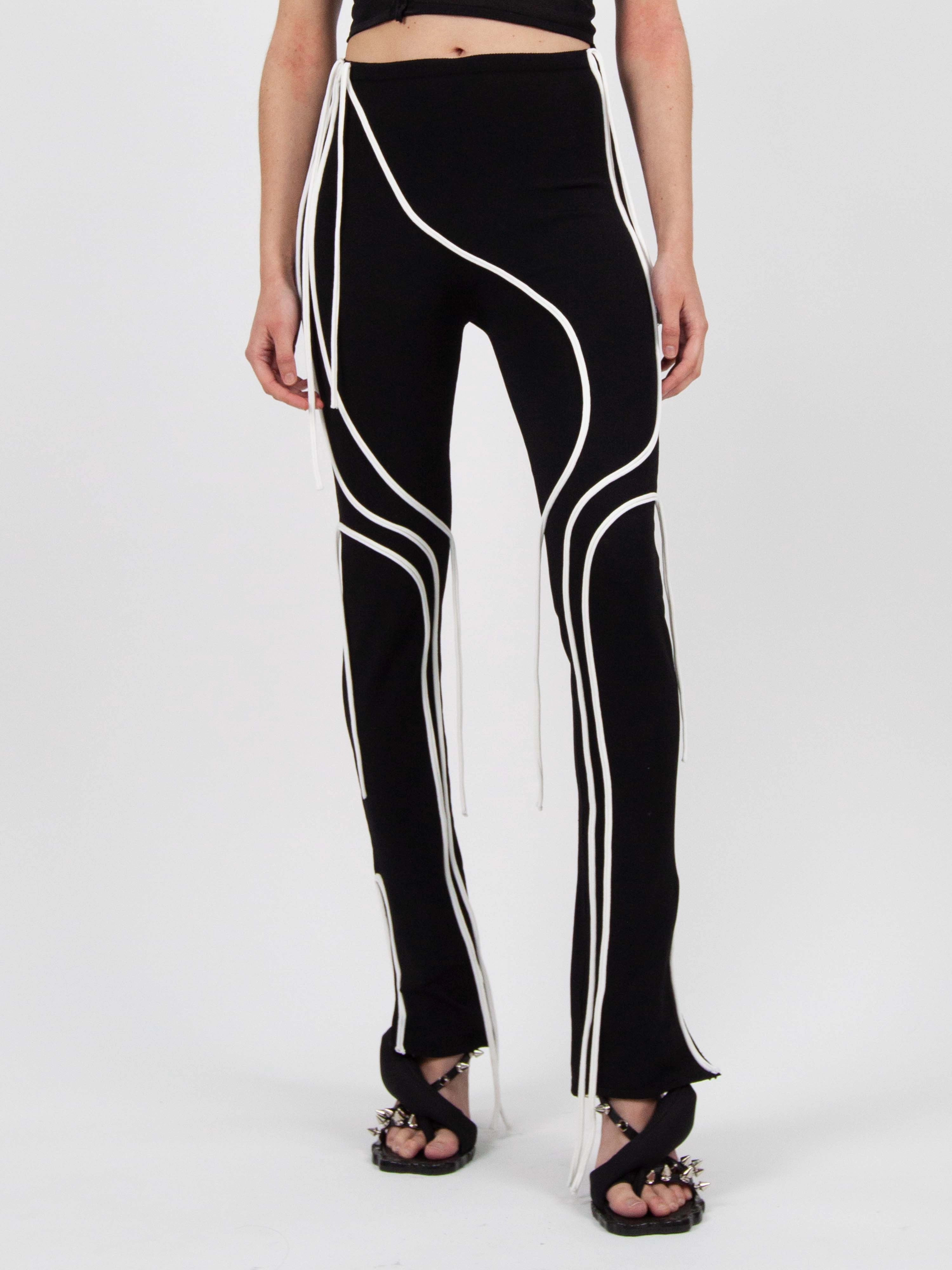 Flared bottom Flattering Waist Ottolinger Strappy Leggings 'Black'