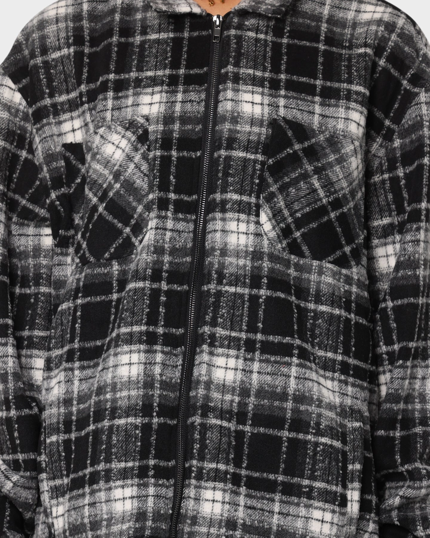 XXIII Vitus Zip Up Flannel Shacket Black/White Ergonomic Fit